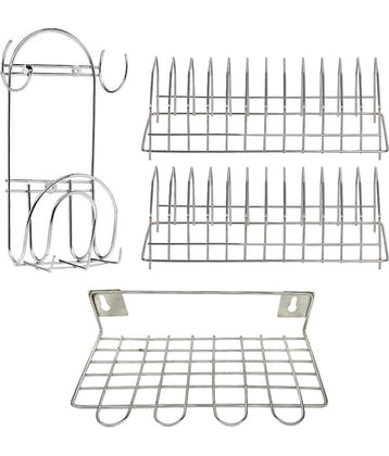 JISUN - Silver Stainless Steel Storage Racks ( Pack of 4 )