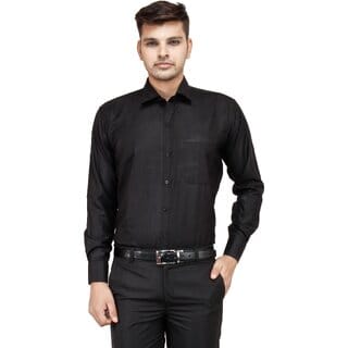 Baleshwar Men Black Solid Formal Shirt (Pack of 1)