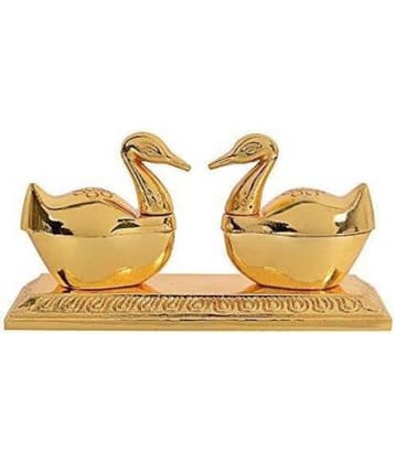 DvR ClicK Metal Rectangular Love Bird Chandan Roli Set (Golden, 4.5x2.5x2 Inch)