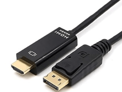 Display Port Male to HDMI Male/DP to HDMI/DP 2 HDMI Cable (White) Converter/Adapter for PCs to HDTV, Monitor, Projector with HDMI Port (4K x 2K)