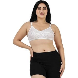 Women Printed Medium Coverage Non Padded Bra(White)