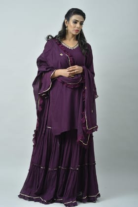 PURPLE FRILL SHARARA SET OF 3-XL