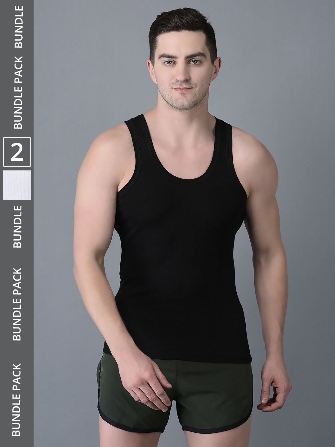 Men's Pack of 2 Solid Combed Cotton Vest