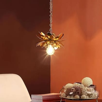 ELIANTE Iron Hanging Light Gold Base Gold Iron Shade Hanging Light for Living Room, Bedroom, Dining Room, Kitchen | 3 Years Warranty | Free - LED LAMP