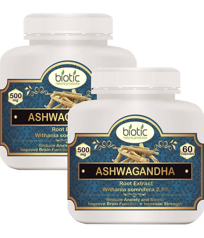 Biotic Ashwagandha (Withania somnifera) Extract 500mg Capsule 120 no.s Pack of 2