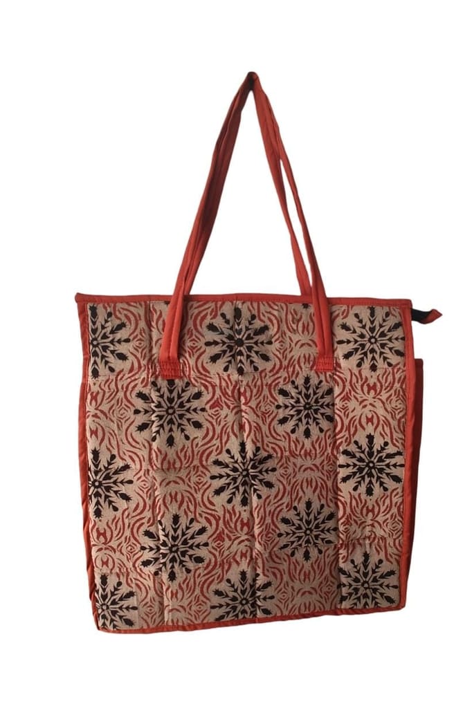Handmade kalankari and Fair Trade Tote Bag with a Unique Block Print Design, Perfect for Carrying Your Essentials in Style