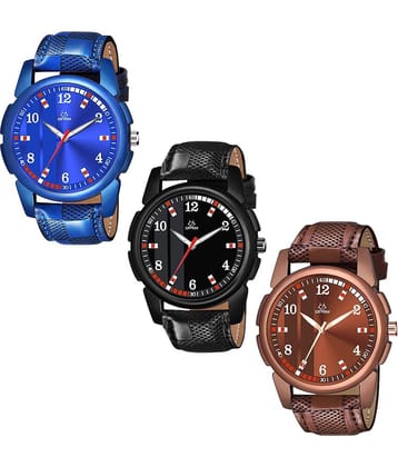 Septem Black Leather Analog Men's Watch