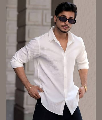 color bucket Cotton Blend Regular Fit Popcorn Textured Full Sleeves Men's Casual Shirt - White ( Pack of 1 )