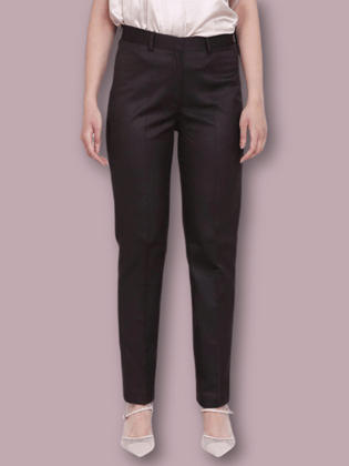 Poly Cotton Mid Waist Trouser - Chocolate Brown-6XL