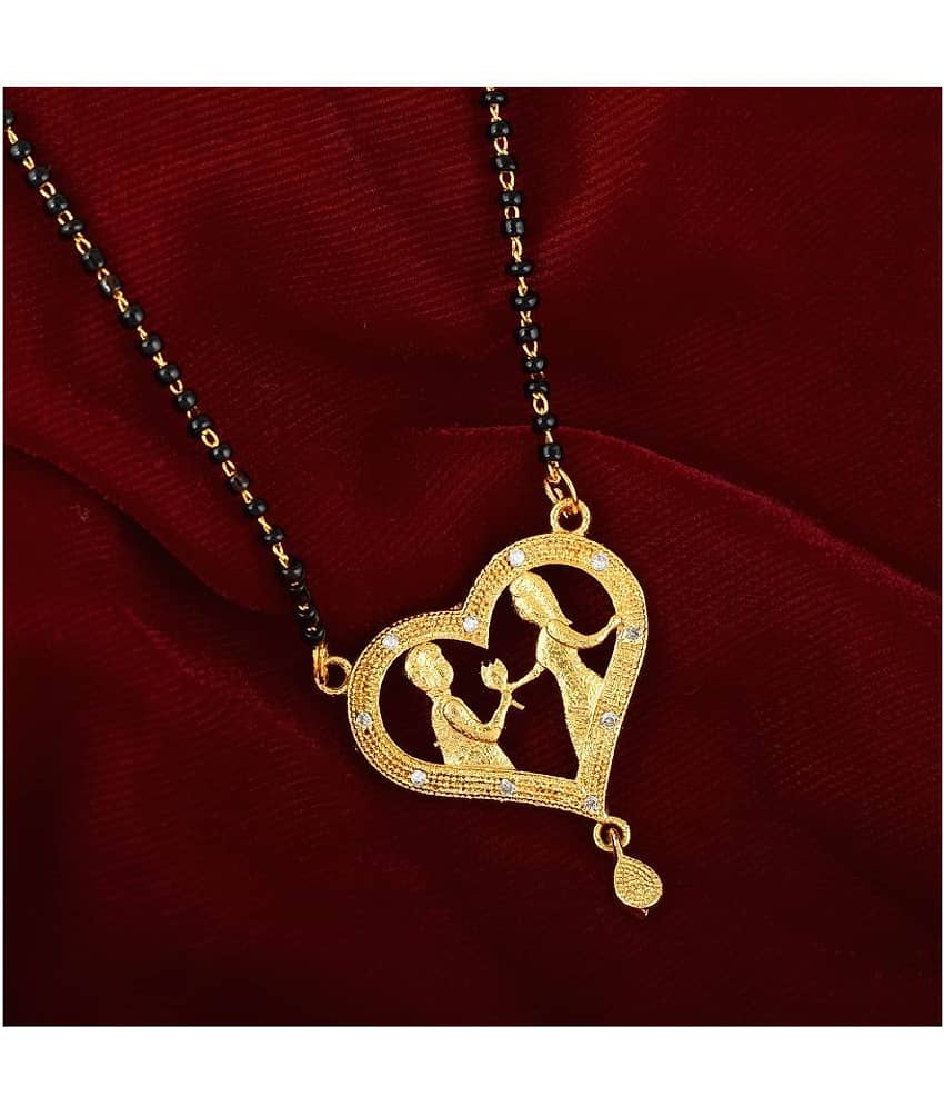 Ambika Stylish American Diamond Heart Shape Alloy Mangalsutra For Women