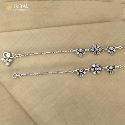 10" 925 sterling silver white stone flower design anklets foot bracelet ank722 (Copy)