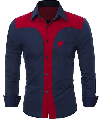 Qlonz store Cotton Blend Regular Fit Colorblock Full Sleeves Men's Casual Shirt - Multi ( Pack of 1 )