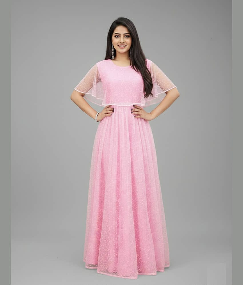 JULEE Women's Net Stitched Flared Ethnic Gown
