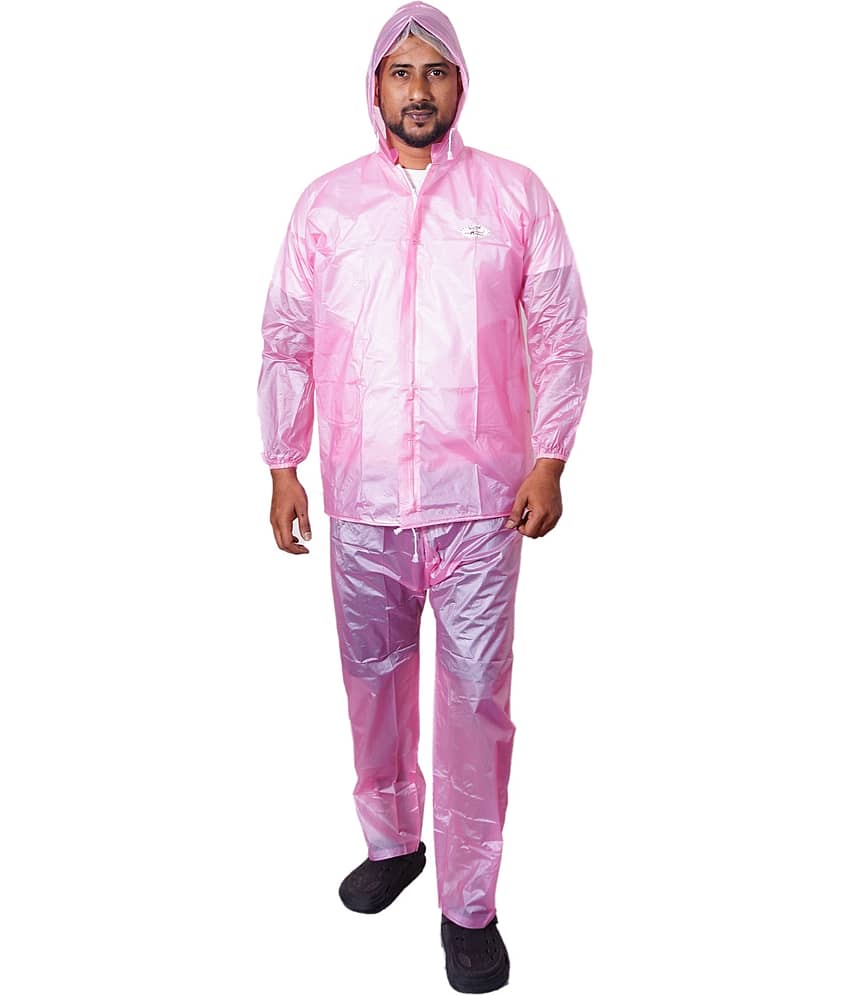 Sindon Pink Nylon Men's Rain Suit Set ( Pack of 1 )