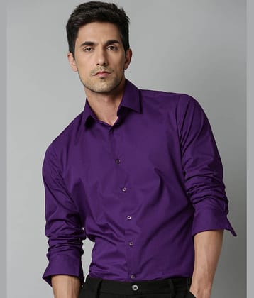 Eviqe Cotton Blend Regular Fit Solids Full Sleeves Men's Casual Shirt - Purple ( Pack of 1 )