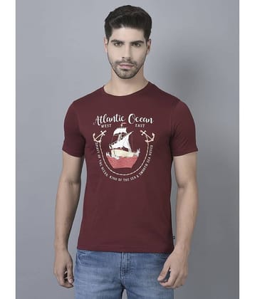 Dollar Cotton Blend Regular Fit Printed Half Sleeves Men's T-Shirt - Maroon ( Pack of 1 )