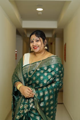 Nakshatra-Art Silk / Zari Work on Silk / Green and Gold