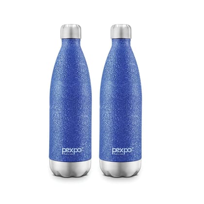 Pexpo Stainless Steel Hot and Cold Vacuum Insulated ISI Certified Flask, 750ml, Pack of 2, Blue, Electro | Lightweight & Keeps Drinks Hot/Cold for 24+ Hours