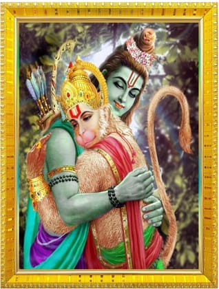 NOKKES Hanuman Bajrangbali Hanumanji Maruti Golden 5X7 Inch Photo Frame_AQW36