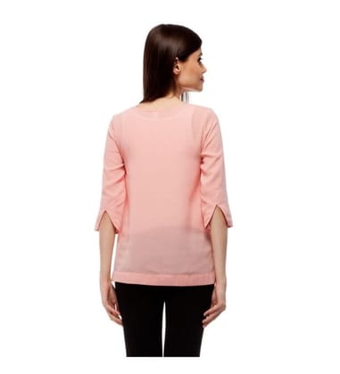Women's Polyester Solid 3-4th Sleeves Regular Top (Peach, S)-PID55861