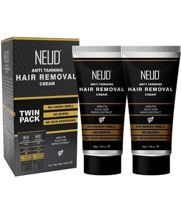 NEUD Anti-Tanning Hair Removal Cream for Men and Women Twin Pack (50g x 2) (Pack of 2)