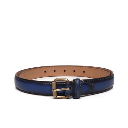 Women's Blue Leather Antique Buckle Belt by Brune & Bareskin-28