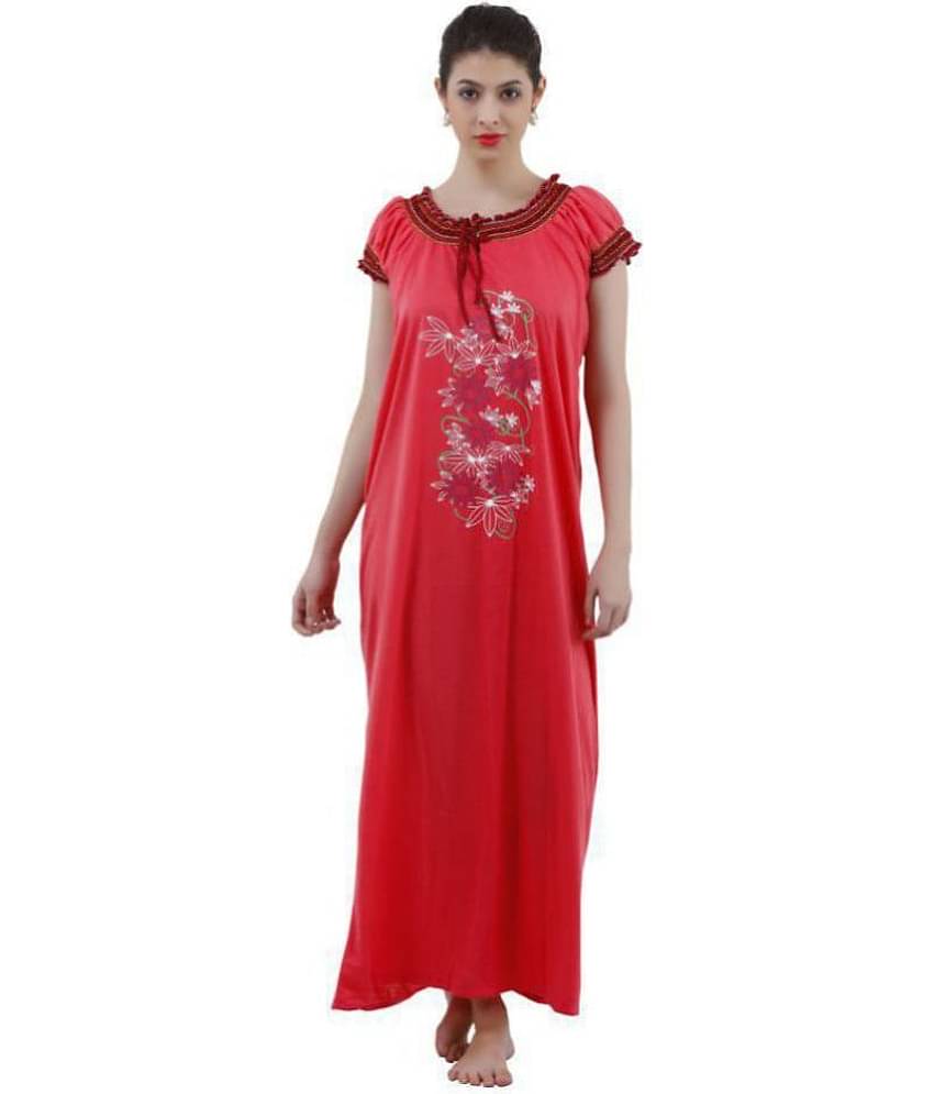 Reposey Viscose Night Dress - Red Single