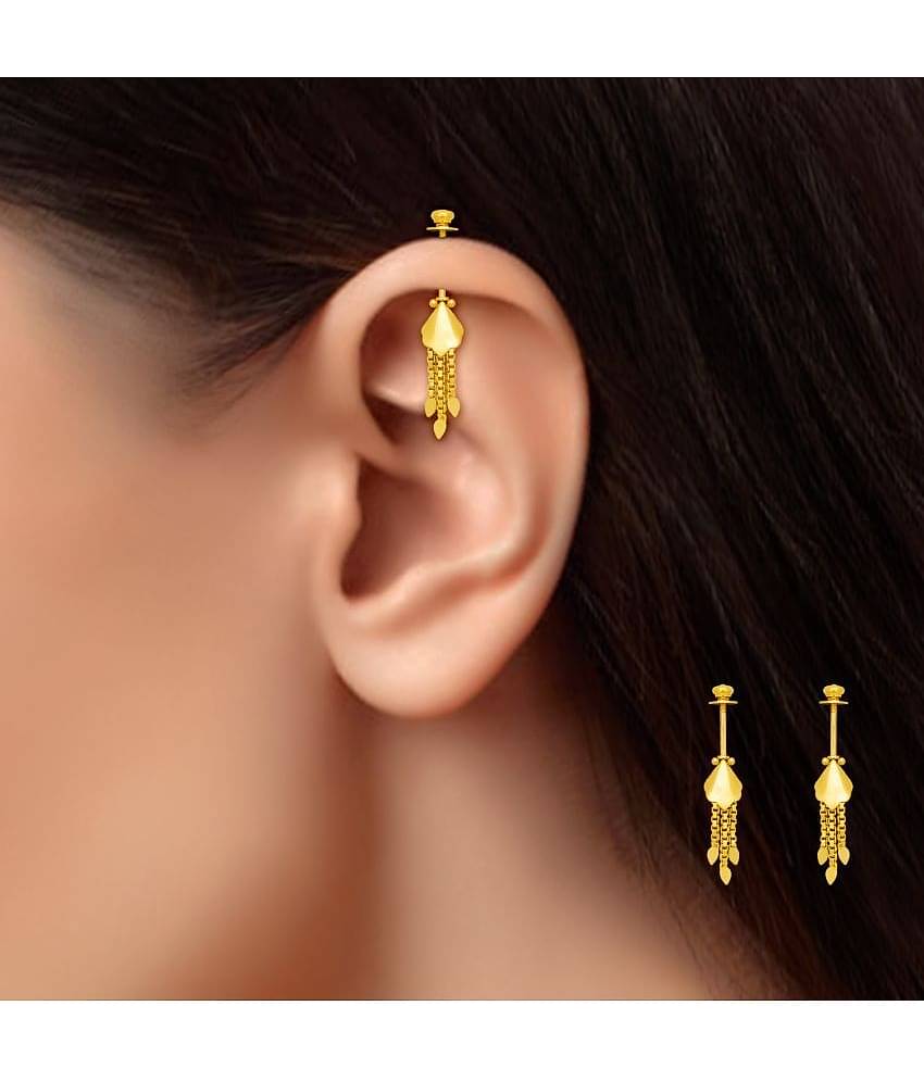 LUV FASHION Golden Stud Earrings ( Pack of 1 )