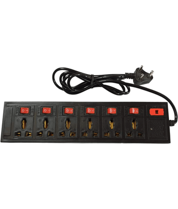 Leavess-6+6  Extension Cord with 3 Meter Long Wire  6 AMP-250 Volts 6+1 Surge Protector/Computer Spike/Compute Strip/Extension Board with LED Indicator and Fuse Protection
