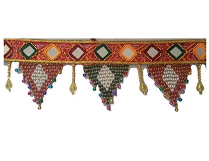 VARNI CREATION Velvet Door Traditional Toran (Red)