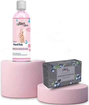 Mirah Belle Activated Charcoal Soap 75 gm and Hand Sanitizer 100 mL Pack of 1