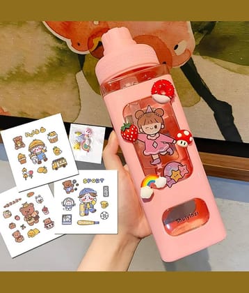 SARVASHVA TRENDS Cartoon water bottle for kids, kawaii water bottle Multicolour Plastic Water Bottle 700 mL ( Set of 1 )