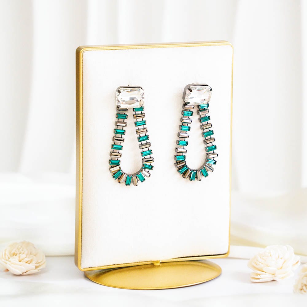 Chic By Choice Crystal Earrings-Green