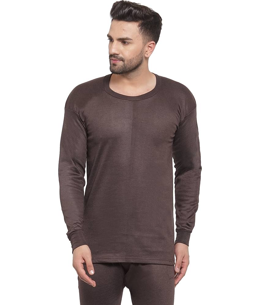 Uzarus Pack of 1 Cotton Blend Thermal Tops For Men's ( Brown )