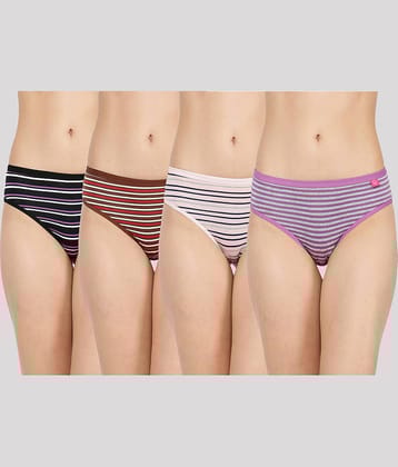 Dollar Missy Pack of 4 Cotton Striped Women's Hipster ( Multi Color )