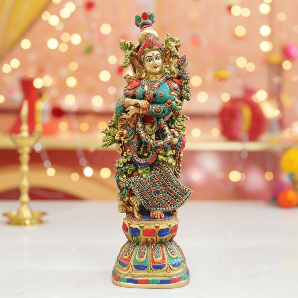 Brass Radha Ji God Idol - Decorative Religious Showpiece, Height : 30 Inch (BSMAS1676 R)
