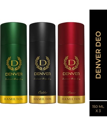 Denver Hamilton, Caliber & Honour (150 ml x 3) Deodorant Spray for Men 450 ml ( Pack of 3 )