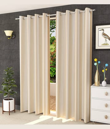 Kraftiq Homes Solid Semi-Transparent Eyelet Curtain 7 ft ( Pack of 2 ) - White