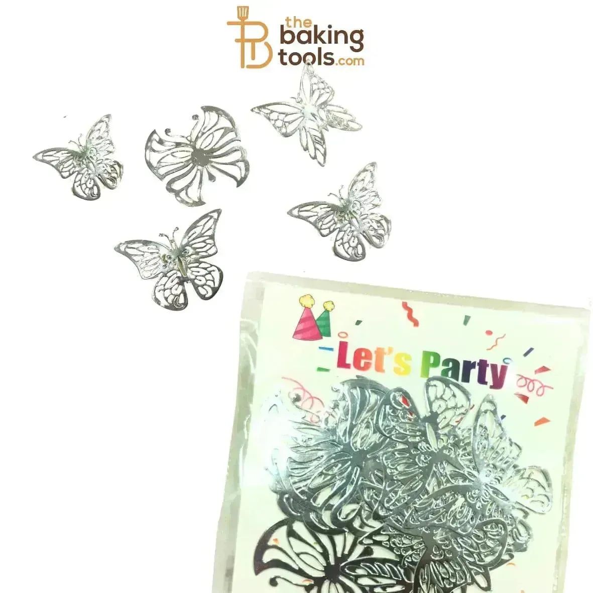Metallic Silver Paper Butterfly-Pack of 10