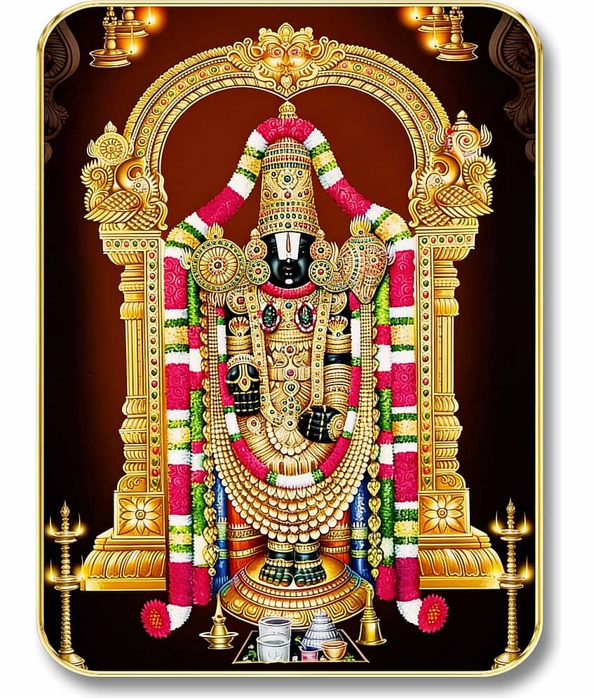 Livin'luxe Tirupati Balaji Venkateswara MDF Wall Art with Table Top Stand & Hole