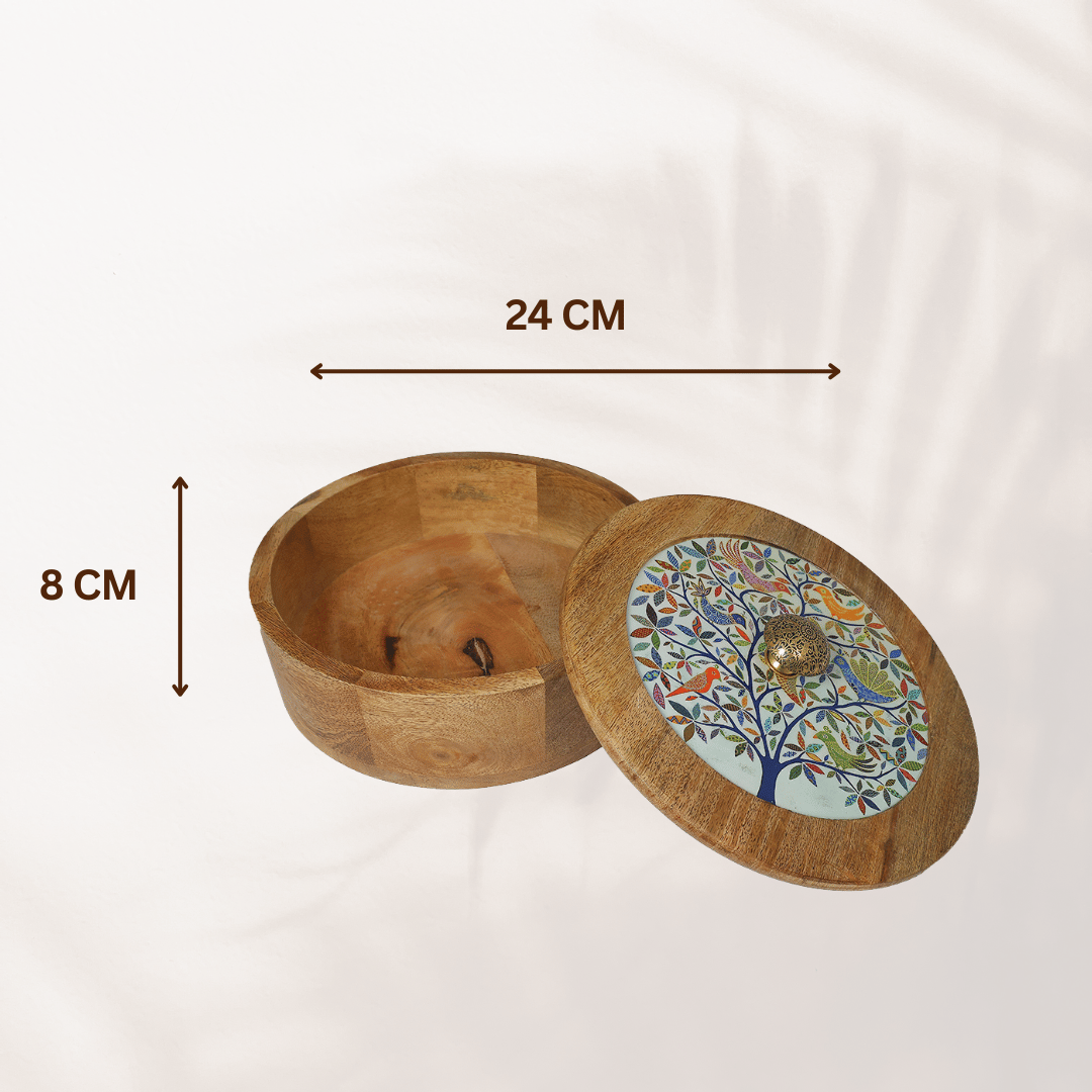 Elegant Tree Of Life Wooden Roti Box  | Ecofriendly Tableware | Stylish & Durable-Tree Of Life