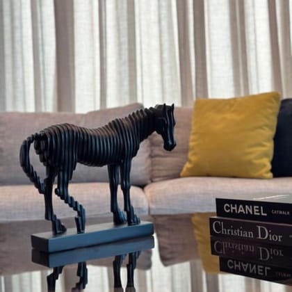 ABSTRACT BELLA HORSE FIGURINE-Black / Polyresin | Matt Finish / H: 12  | L: 14 | W : 4.5 (Inch)