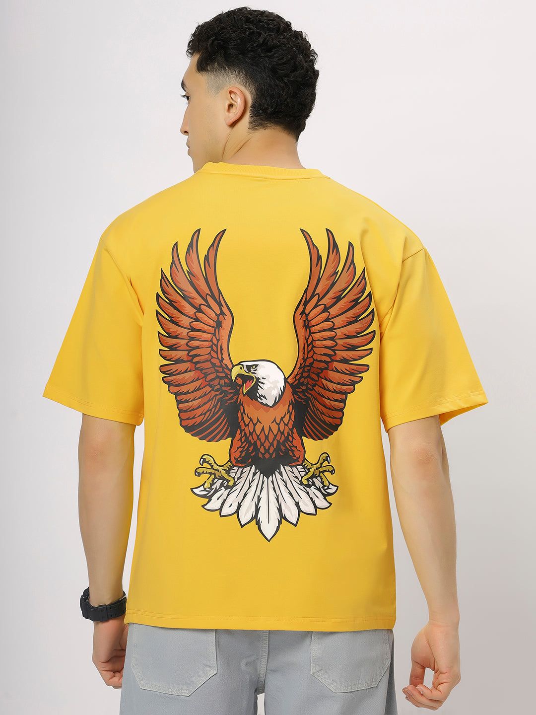 Yellow Supima Oversized Graphic T-shirt-S
