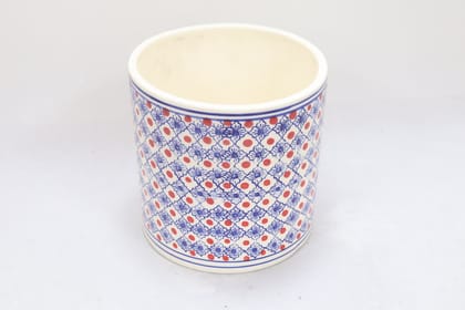 Khurja Pottery Outdoor Pot Pipe Shape Red and Blue Colour Big Size 8 Inches