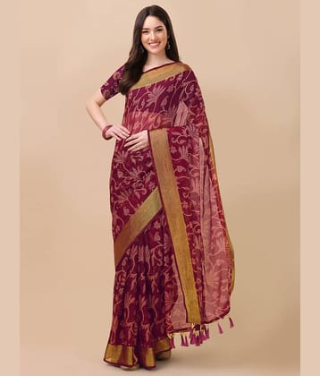 Rekha Maniyar Chiffon Printed Saree With Unstitched Blouse Piece ( Navy Blue )