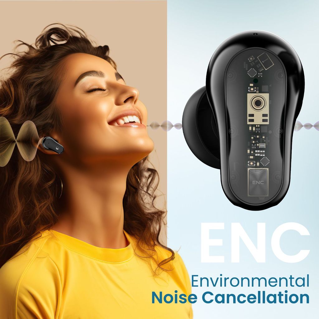 Cellecor BroPods C109 QUAD TWS, 60H Playtime,Quad Mic ENC,5.3v BT,50ms Low Latency Gaming Bluetooth-Black Grey