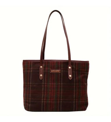 Women's Woolen Medium Shoulder Zipper Handbag (Red)