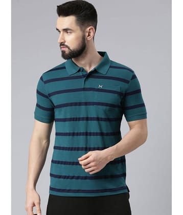 Force NXT Pack of 1 Cotton Blend Regular Fit Striped Half Sleeves Men's Polo T Shirt ( Multicolor )