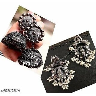 Elite Chunky Oxidised Women Earrings  Studs