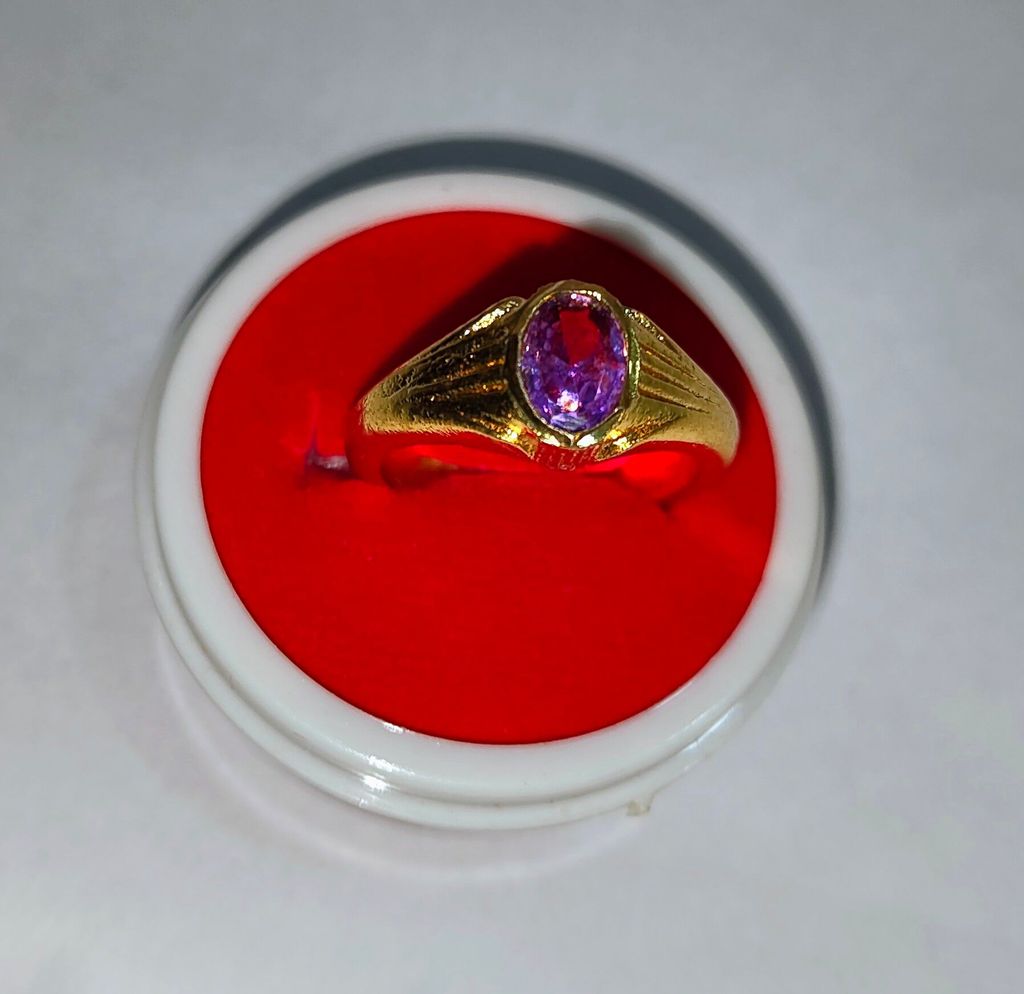Gold plated Ring with Oval Amethyst Stone